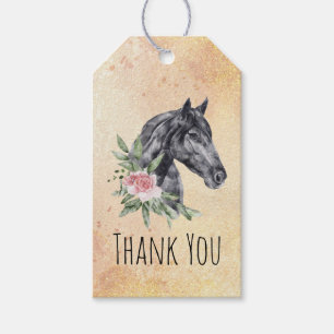 Mooie Horse Head Portret Waterverf Hartelijk dank Cadeaulabel