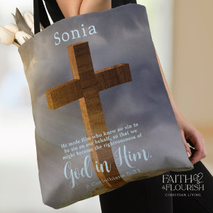 Mooie houten kruis Schrift gepersonaliseerd Draagtas