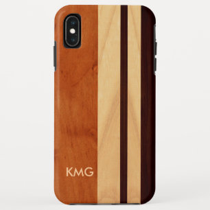 Mooie houten strepen met monogram iPhone XS max hoesje