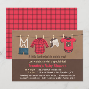 Mooie Houthakkers Geruite Baby Shower Uitnodiginge Kaart