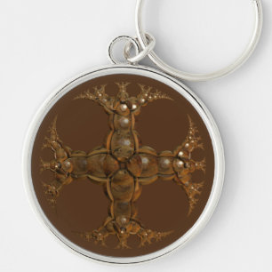 Mooie houtsnijwerk Patroon Designer Sleutelhanger