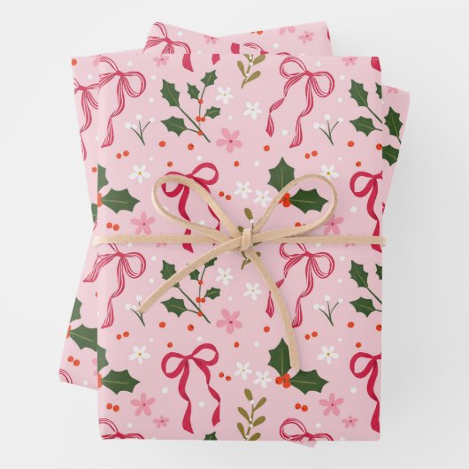 Mooie hulst- en lint-cadeaupapier inpakpapier vel (In situ)