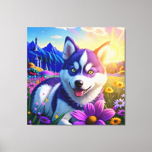 Mooie husky hond drie canvas afdruk (Voorkant)