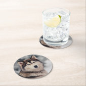 Mooie Husky in de buitenlucht Ronde Kartonnen Onderzetter (Insitu)