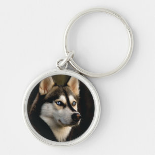 Mooie Husky Worp Kussen Sleutelhanger