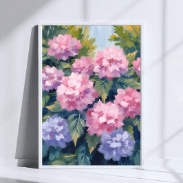 Mooie Hydrangea Bloesems | Bloemenschildering in w Poster