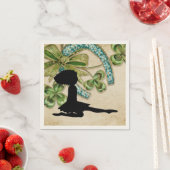 Mooie Ierse danser, Shamrock en Hoefijzer Servet (Insitu)