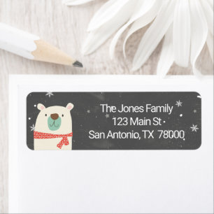 Mooie IJsbeer Kerst Retouradres Sticker