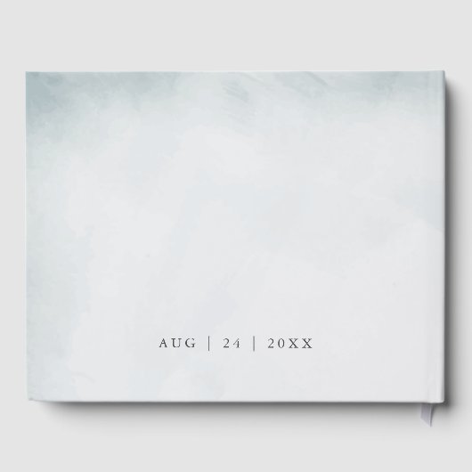 Mooie ijsblauwe en witte roos gastenboek (Achterkant)