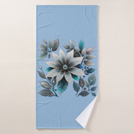 Mooie ijsbloemen en bladeren badhanddoek
