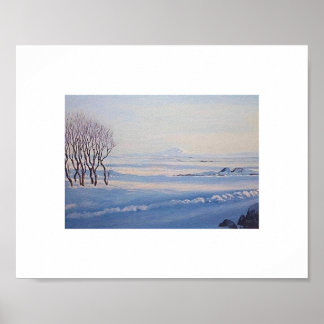 Mooie IJslandse winterlandschap schilderkunst Poster