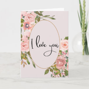 Mooie Ik hou van jou Bloem Roze Valentijnsdag Kaart