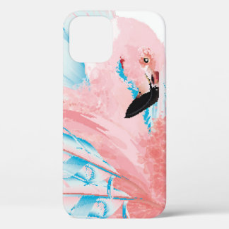 Mooie illustratie met getekende roze flamingo en iPhone 12 hoesje
