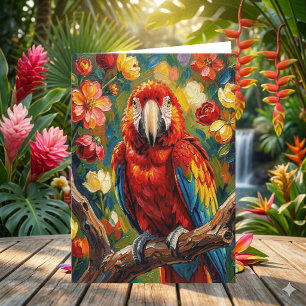 Mooie Impasto Ara Papegaai Denkend Aan Jou Kaart