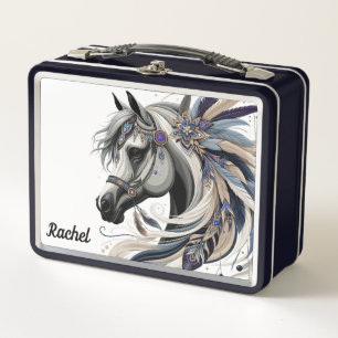 Mooie indiaanse paard metalen lunchbox