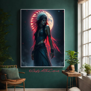 Mooie Indiaanse vrouw Celestial Canvas Afdruk