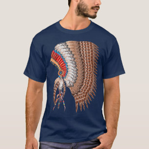 Mooie Indiase Chief Warbonnet Headdress T-shirt