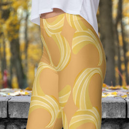 Mooie Indiase Geel en Goud Curves Patroon Leggings
