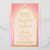 Mooie Indische Mimosas en Samosas Bridal Brunch Folie Uitnodiging (Voorkant)