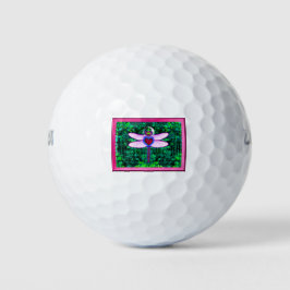 Mooie ingelijste “Crackel omlijste Libel” Kunstwer Golfballen