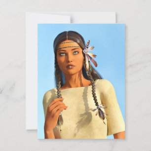 Mooie inheemse Amerikaanse vrouw inheemse outfit Briefkaart