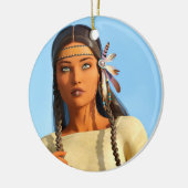 Mooie inheemse Amerikaanse vrouw inheemse outfit Keramisch Ornament (Links)
