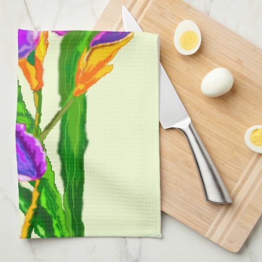 Mooie Iris Bloem Keuken Handdoek Spring (Quarter Fold)