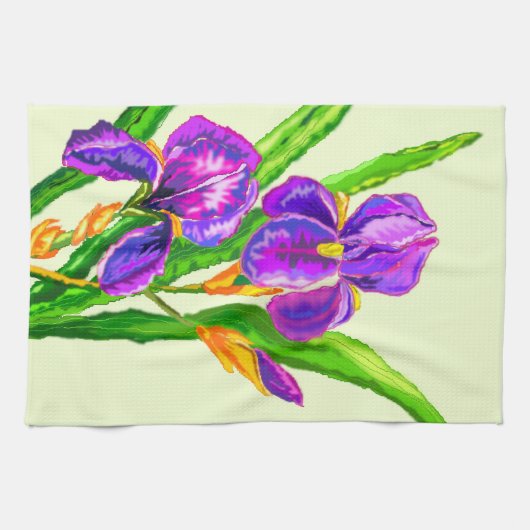 Mooie Iris Bloem Keuken Handdoek Spring (Horizontaal)