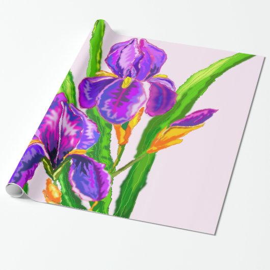 Mooie iris bloemen inpakpapier (Uitgerold)