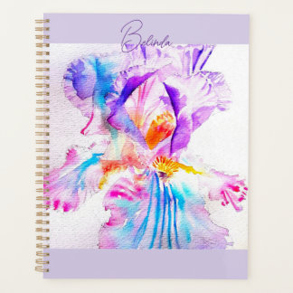 Mooie Iris Paarse Aquarel Schilderij Botanisch Planner