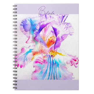 Mooie Iris Paarse Aquarel Schildering Botanisch Notitieboek