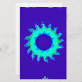 Mooie iriserende blauwe bloemenkunst olieverfschil briefpapier (Voorkant / Achterkant)