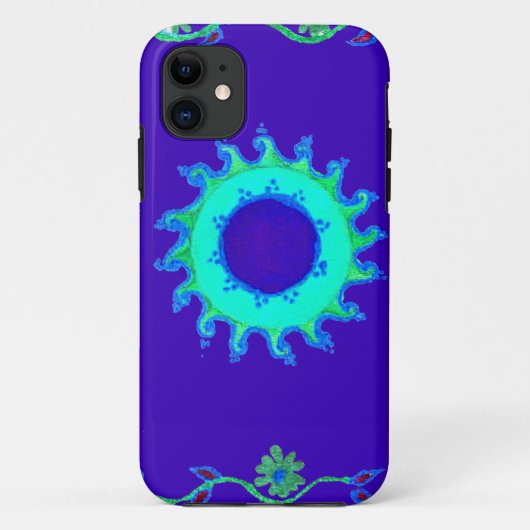 Mooie iriserende blauwe bloemenkunst olieverfschil Case-Mate iPhone case (Achterkant)