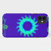 Mooie iriserende blauwe bloemenkunst olieverfschil Case-Mate iPhone case (Achterkant (horizontaal))