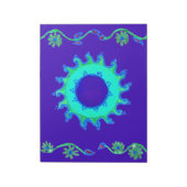 Mooie iriserende blauwe bloemenkunst olieverfschil notitieblok (Gedraaid)