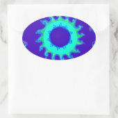 Mooie iriserende blauwe bloemenkunst olieverfschil ovale sticker (Tas)