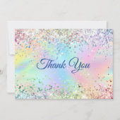 Mooie iriserende eenhoorn nepschittering bedankkaart (Voorkant)