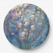 Mooie iriserende lelie-van-dalenglas look papieren bordje (Voorkant)