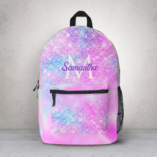 Mooie iriserende roze blauwe ombre glitter bedrukte rugzak