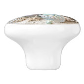 Mooie iriserende schelp zeesterren strand oceaan keramische knop (Zijkant)