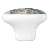 Mooie iriserende zeeschelpen parels zeesterren keramische knop (Zijkant)