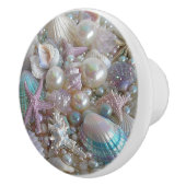 Mooie iriserende zeeschelpen parels zeesterren keramische knop (Rechts)