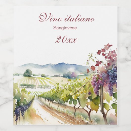 Mooie Italiaanse Wijngaard Wijnstok Wijn Etiket (Enkel label)