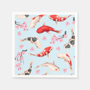 Mooie Japanse Floral Koi-vis Napkins Servet