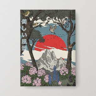 Mooie Japanse Landschap Button