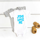 Mooie "Jesus Loves Me" in het blauw voor babyhemdj Romper