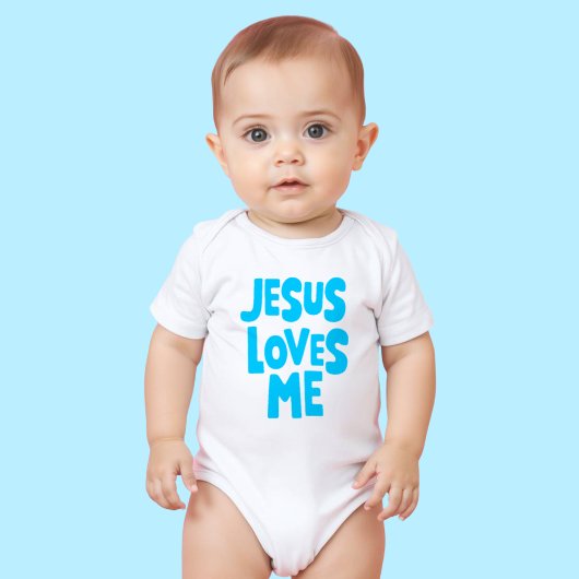 Mooie "Jesus Loves Me" in het blauw voor babyhemdj Romper