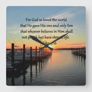 MOOIE JOHN 3:16 ZONSONDERGANG FOTO ONTWERP VIERKANTE KLOK