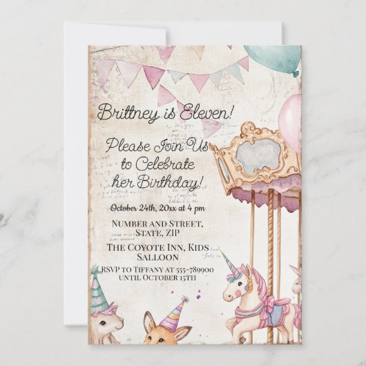 Mooie Journal Page w Dieren 11e Verjaardagsfeest Kaart (Voorkant)