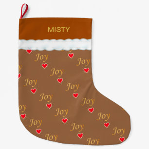 Mooie Joy Hartpatroon op Bruin Grote Kerstsok
